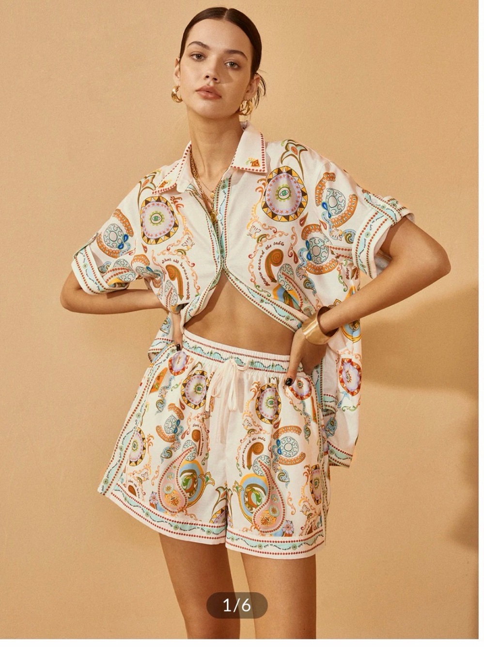 The Commense Polo Print Half Sleeve Short Set size Small